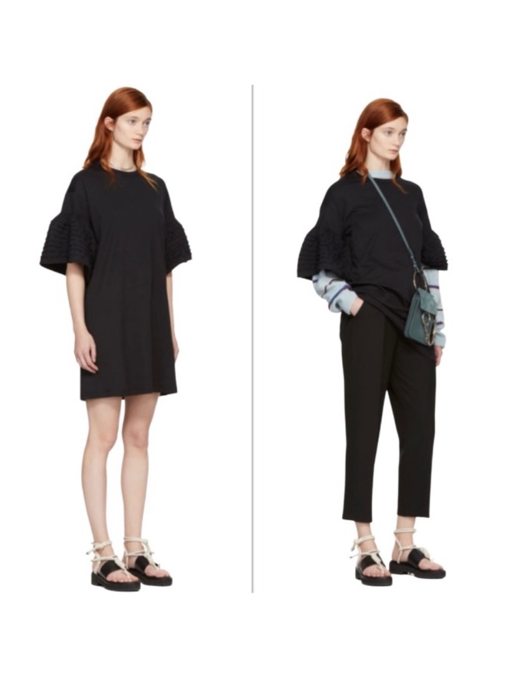 See By Chloe Black Women's Ruffle Sleeves Dress or top